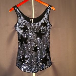 Maurice's Sequenced Star Tanktop Extrasmall Denim and Black